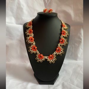 Handmade Beaded Necklace and Earring set